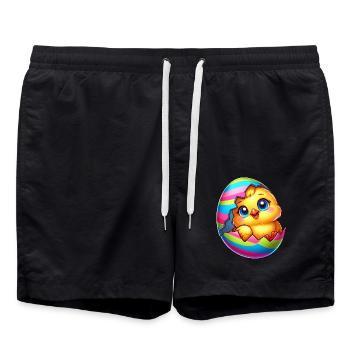 Mignon oeuf de Pâques poussin poulet dessin animé coloré - Short de bain - noir - Devant - AI Model Male 185 light (185cm)