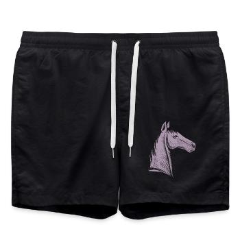 Minimalist Horse Portrait Silhouette - Swim Trunks - black - Front - AI Model Male 185 light (185cm)