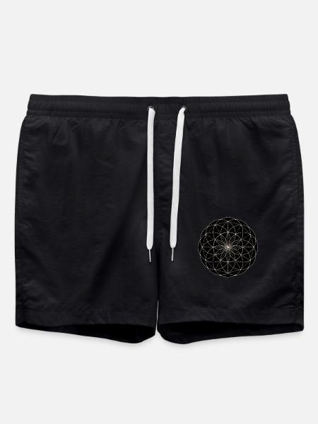Heilige Geometrie Blume - Badeshorts - Schwarz