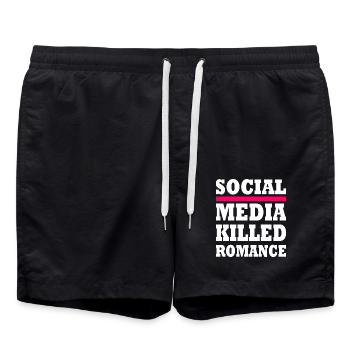 social media killed romance - Short de bain - noir - Devant - AI Model Male 185 light (185cm)