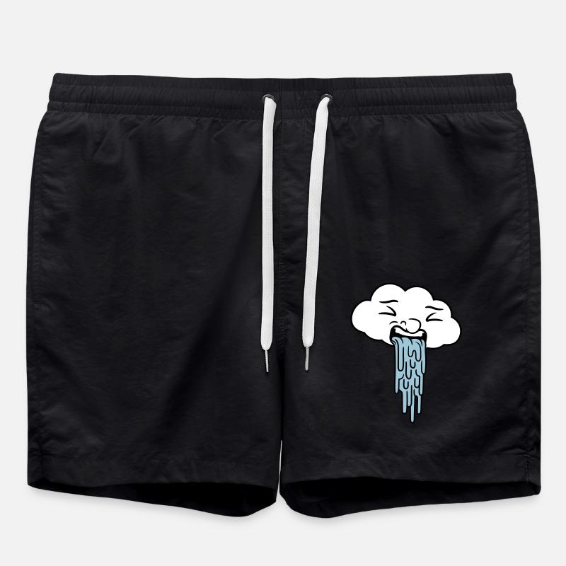puking funny rain cloud - Swim Trunks - black