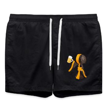 Münchner Kindl with mass mug and beer - Swim Trunks - black - Front - AI Model Male 185 light (185cm)
