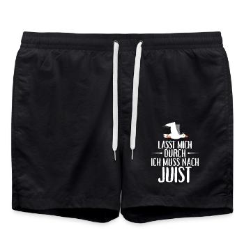 Lasst mich durch ich muss nach Juist Möwe - Badeshorts - Schwarz - Vorne - AI Model Male 185 light (185cm)