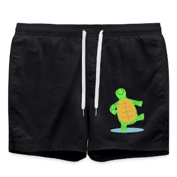 Hand gezeichnete tanzende Schildkröte - Badeshorts - Schwarz - Vorne - AI Model Male 185 light (185cm)