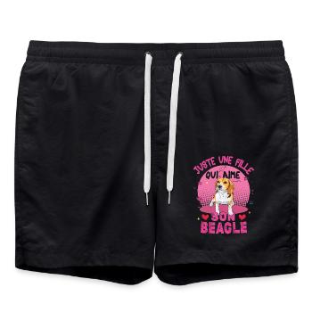 Chien Beagle Juste une Fille qui aime son Beagle - Short de bain - noir - Devant - AI Model Male 185 light (185cm)