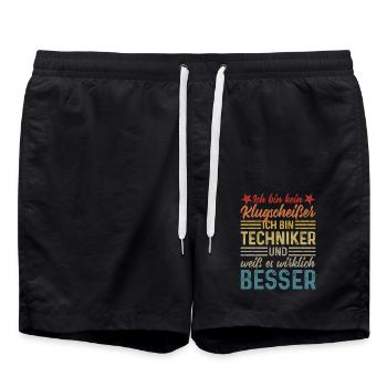 kein Klugscheißer coole lustige Sprüche Techniker - Badeshorts - Schwarz - Vorne - AI Model Male 185 light (185cm)