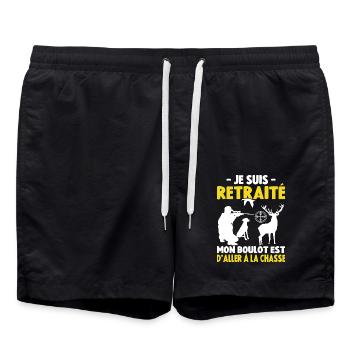Je Suis Retraité Mon Boulot Est D'aller Chasser - Short de bain - noir - Devant - AI Model Male 185 light (185cm)
