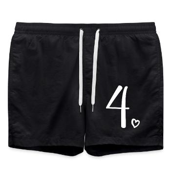 4ème anniversaire Enfants Filles 4 ans Mignon Numéro 4 - Short de bain - noir - Devant - AI Model Male 185 light (185cm)