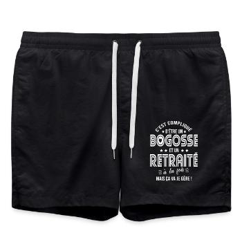 Cadeau retraite papa retraite 2022 retraité - Short de bain - noir - Devant - AI Model Male 185 light (185cm)