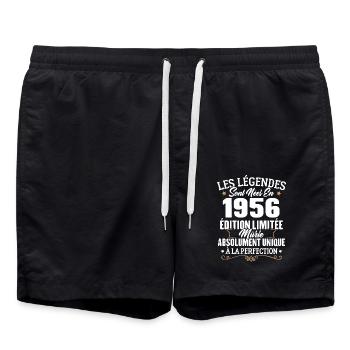 Cadeau d'anniversaire légendes sont nées en 1956 - Short de bain - noir - Devant - AI Model Male 185 light (185cm)