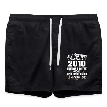 Cadeau d'anniversaire légendes sont nées en 2010 - Short de bain - noir - Devant - AI Model Male 185 light (185cm)