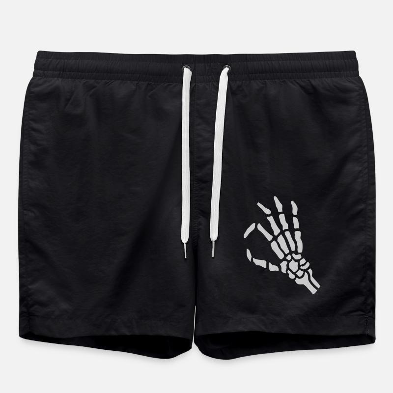 Hand Gesture Skeleton Hole - Swim Trunks - black