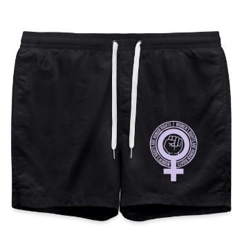 womens rights feminist quote - Swim Trunks - black - Front - AI Model Male 185 light (185cm)
