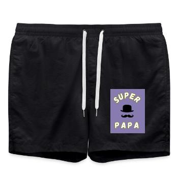 PAPA. VATERTAG. ALLES GUTE ZUM GEBURTSTAG, PAPA. ALLES GUTE ZUM GEBURTSTAG! - Badeshorts - Schwarz - Vorne - AI Model Male 185 light (185cm)