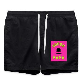SUPER PAPA. PAPA. BONNE FÊTE PAPA. PAPA. HUMOUR - Short de bain - noir - Devant - AI Model Male 185 light (185cm)