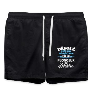 Cette fille est prise par plongeur qui déchire 1 - Short de bain - noir - Devant - AI Model Male 185 light (185cm)