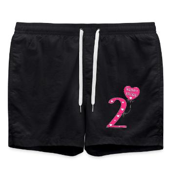 2 Birthday Happy Birthady - Swim Trunks - black - Front - AI Model Male 185 light (185cm)
