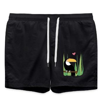Kakadu mit Herz - Geschenkidee - Geschenk - Badeshorts - Schwarz - Vorne - AI Model Male 185 light (185cm)