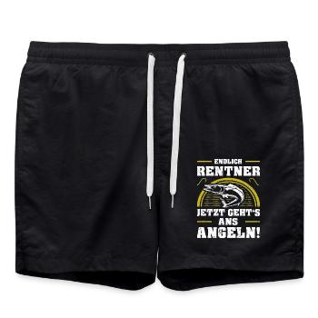 Endlich Rentner Pensionierung Rente Angler Angeln - Badeshorts - Schwarz - Vorne - AI Model Male 185 light (185cm)