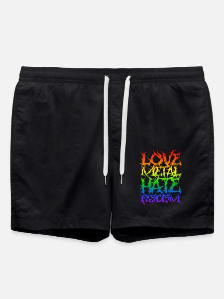Love Metal Hate Fascism – Pride Edition - Swim Trunks - black