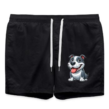 Mignon Pitbull Dessin Animé American Staffordshire Terri - Short de bain - noir - Devant - AI Model Male 185 light (185cm)