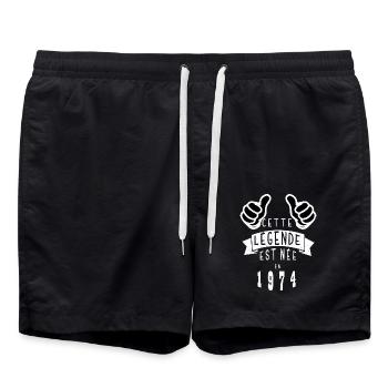 Légende 1974 Authentic 1974 Vintage Bursdag - Short de bain - noir - Devant - AI Model Male 185 light (185cm)