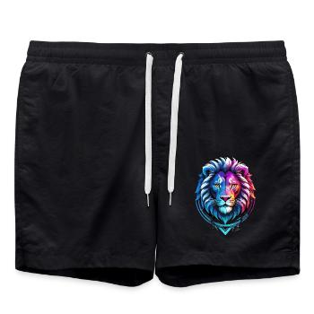 Rotes und blaues Löwensymbol - Badeshorts - Schwarz - Vorne - AI Model Male 185 light (185cm)