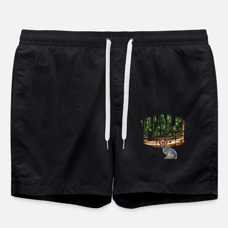 Forest 13 with Rabbit - Swim Trunks - black