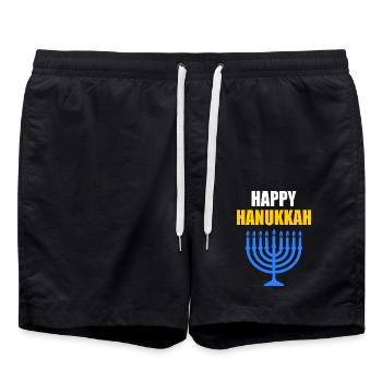 HAPPY HANUKKAH - Swim Trunks - black - Front - AI Model Male 185 light (185cm)