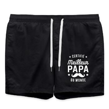 Certified Best Dad in the World - Swim Trunks - black - Front - AI Model Male 185 light (185cm)