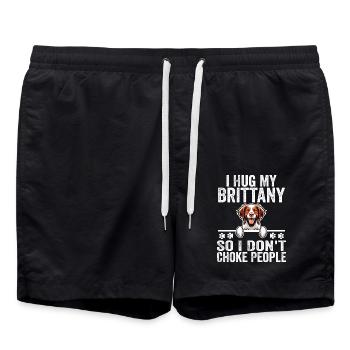 I Hug My Brittany So I Don't Choke People - Swim Trunks - black - Front - AI Model Male 185 light (185cm)