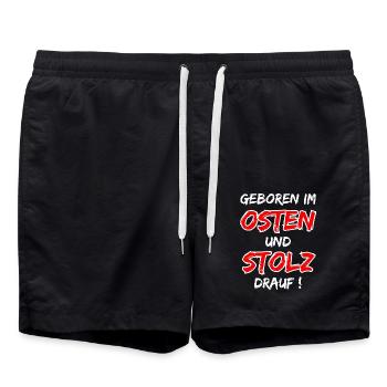 Né à l’Est et fier de l’être ! - Short de bain - noir - Devant - AI Model Male 185 light (185cm)
