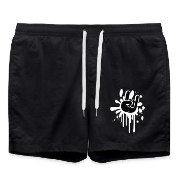 Heavy Metal Hard Rock Graffiti Horns Hand Gesture - Swim Trunks - black - Front - AI Model Male 185 light (185cm)