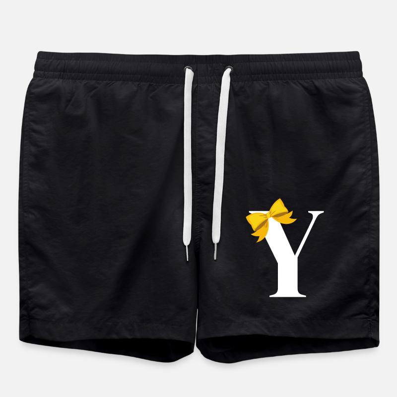 Letter y yellow bow - Swim Trunks - black