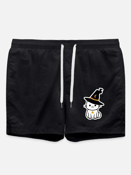 Chat sorcière d'halloween - Short de bain - noir