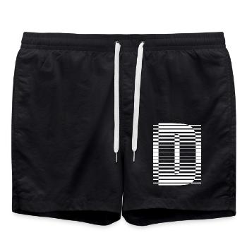 LETTER D - Swim Trunks - black - Front - AI Model Male 185 light (185cm)