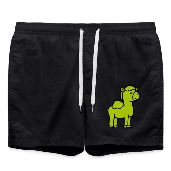 Kamel Comic - Badeshorts - Schwarz - Vorne - AI Model Male 185 light (185cm)