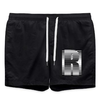 INITIAL R - Swim Trunks - black - Front - AI Model Male 185 light (185cm)