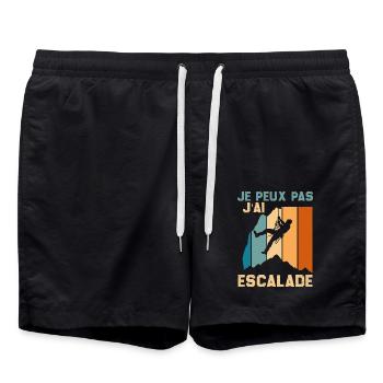 climbing a rock I can't I climbed - Swim Trunks - black - Front - AI Model Male 185 light (185cm)