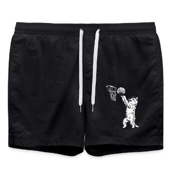 Cat Basketball Dunking - Swim Trunks - black - Front - AI Model Male 185 light (185cm)