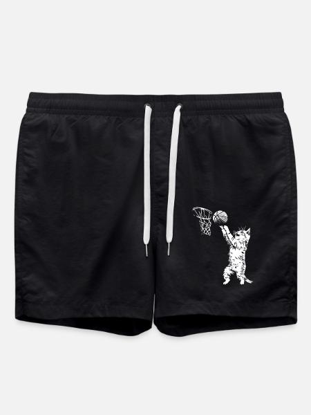 Katze Basketball Dunking - Badeshorts - Schwarz
