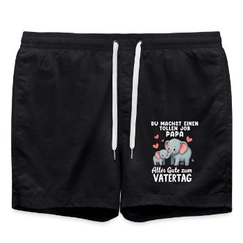 Du Machst einen tollen Job Papa Vatertag Elefanten - Badeshorts - Schwarz - Vorne - AI Model Male 185 light (185cm)