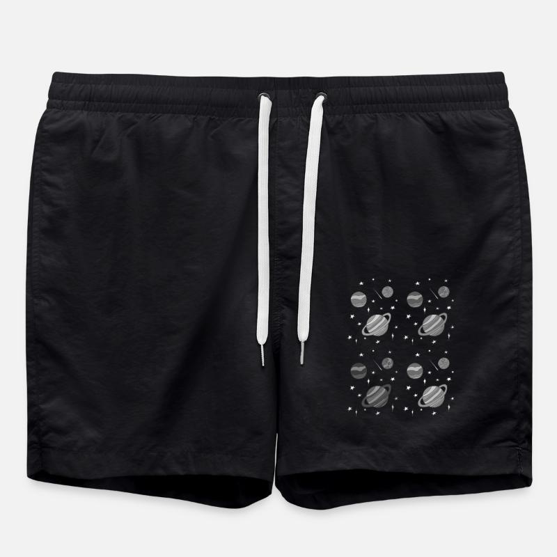 Planet pattern grayscale - Swim Trunks - black