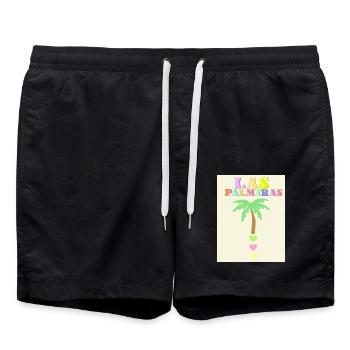 Pastel palm - Swim Trunks - black - Front - AI Model Male 185 light (185cm)