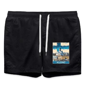 Peinture d’Helsinki - Short de bain - noir - Devant - AI Model Male 185 light (185cm)