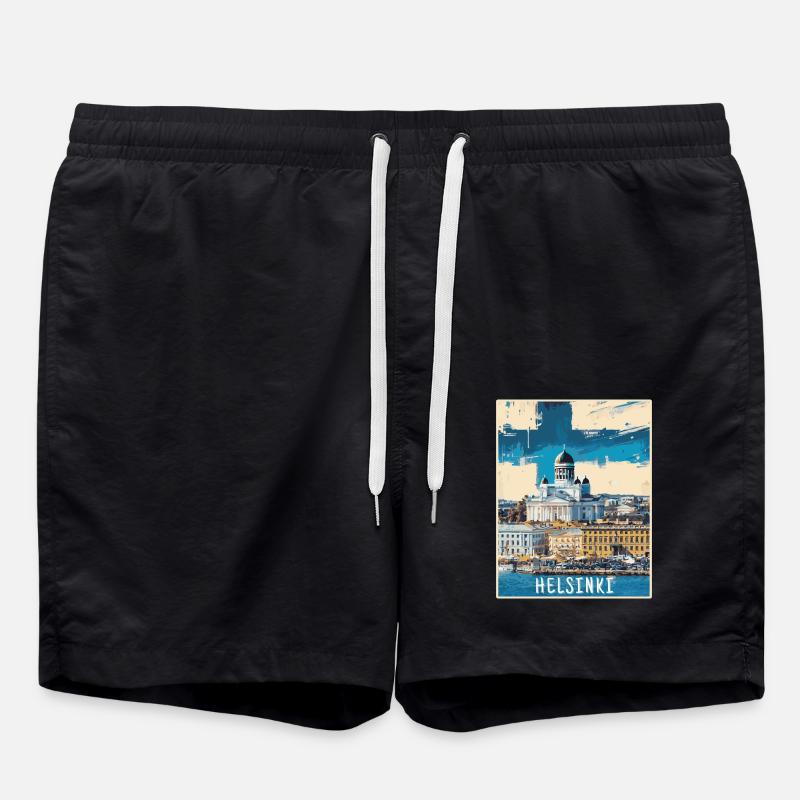Helsinki Malerei - Badeshorts - Schwarz