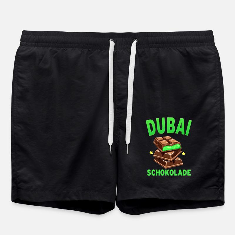 Dubai Chocolate - Funny Saying - Swim Trunks - black
