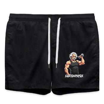 Fitness T-Shirt - Bodybuilding & Training - Badeshorts - Schwarz - Vorne - AI Model Male 185 light (185cm)