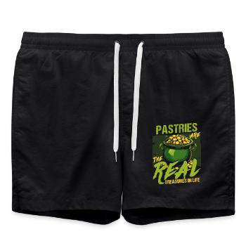 St Patricks Day Pastries Are The Real Treasures - Swim Trunks - black - Front - AI Model Male 185 light (185cm)