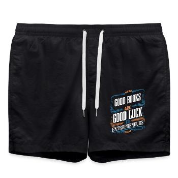 Good Books Are Good Luck to Entrepreneurs Hustling - Swim Trunks - black - Front - AI Model Male 185 light (185cm)